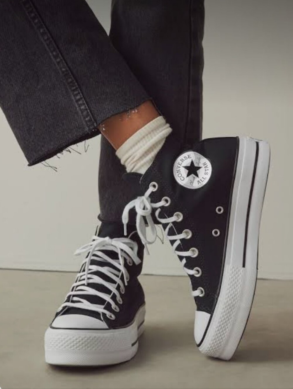 Converse All Star Black Lift Platform High Top Canvas Sneakers Size 9.5 - Picture 2 of 11